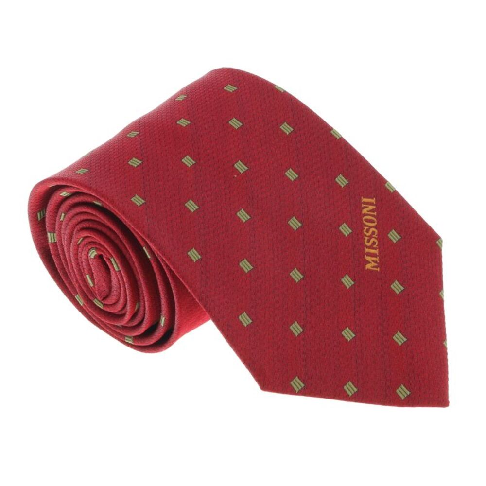 Missoni U5028 Red/Gold Motif 100% Silk Tie